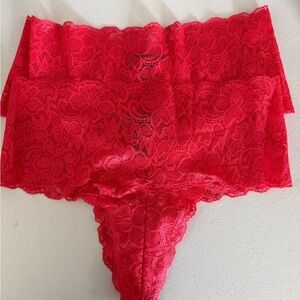 Quince Lace High Waist Cheeky Thong 2-Pack NWOT Size L Curated Color Bundle